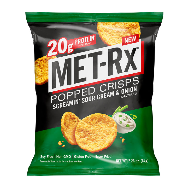Met-Rx Popped Crisps Screamin' Sour Cream & Onion (6 Bags)