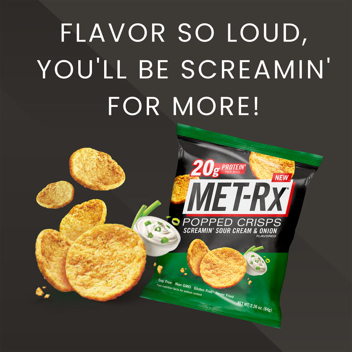 Met-Rx Popped Crisps Screamin' Sour Cream & Onion (6 Bags)