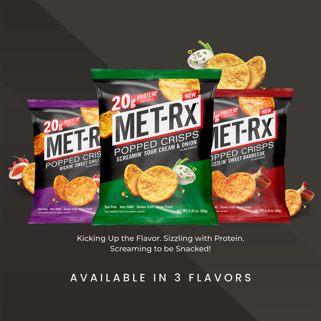 Met-Rx Popped Crisps Screamin' Sour Cream & Onion (6 Bags)