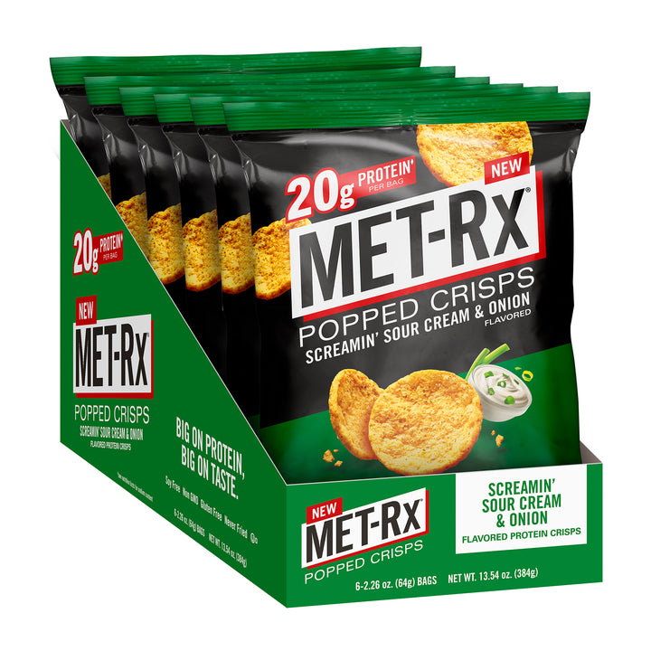 Met-Rx Popped Crisps Screamin' Sour Cream & Onion (6 Bags)