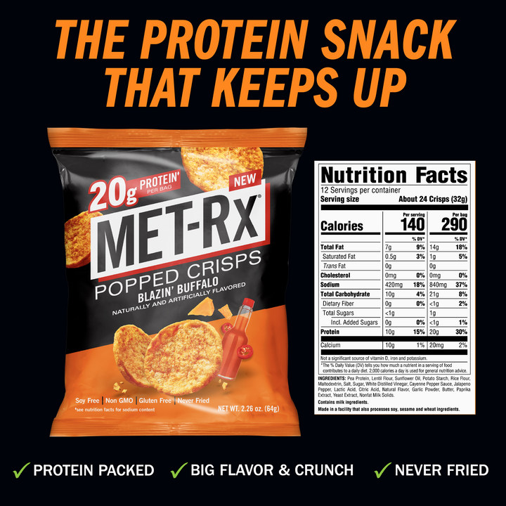 Met-Rx Popped Crisps Blazin' Buffalo (6 Bags)