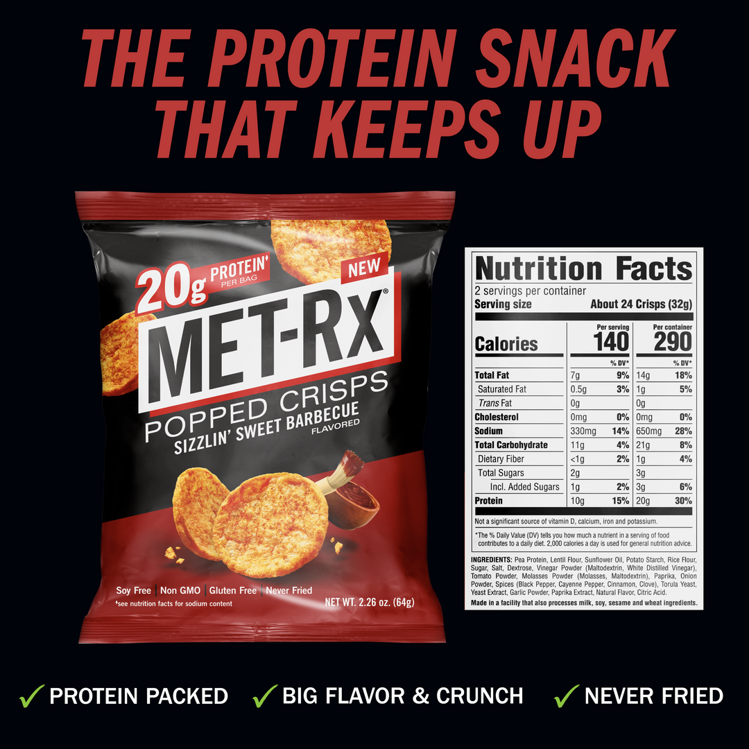 Met-Rx Popped Crisps Sizzlin' Sweet Barbecue (6 Bags)