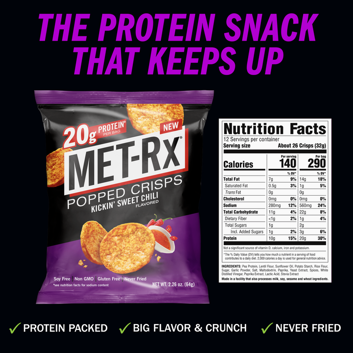 Met-Rx Popped Crisps Kickin' Sweet Chili (6 Bags)