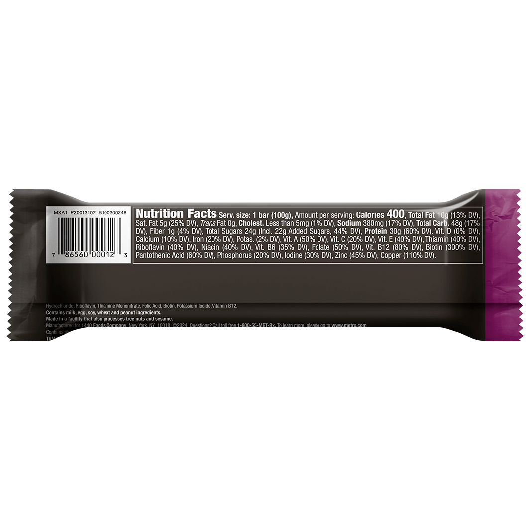 Big 100 Blueberry Cobbler Protein Bar - Nutrition Facts Panel