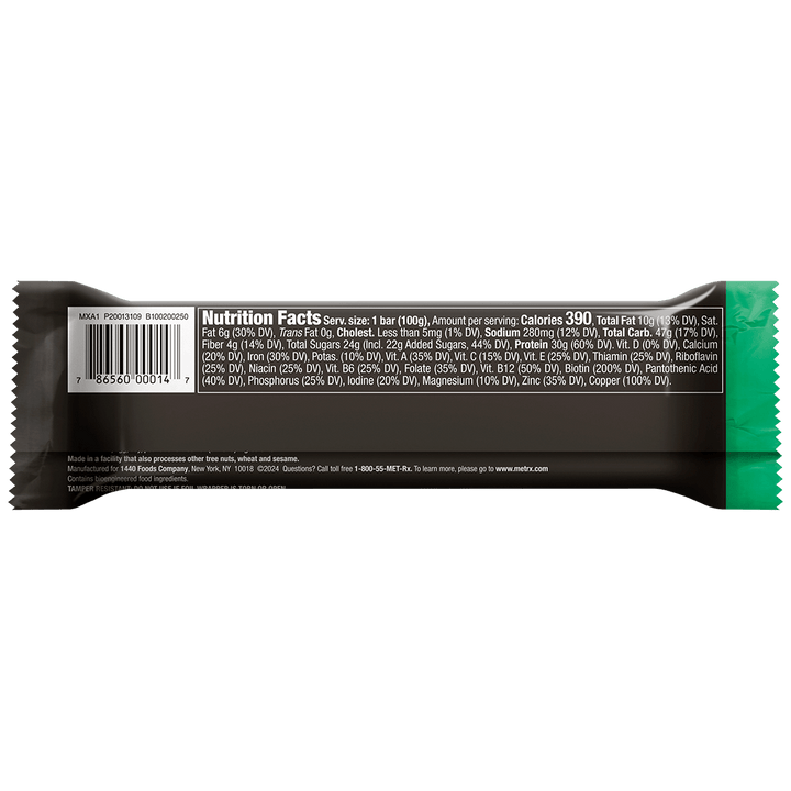 Big 100 Mint Super Cookie Crunch Protein Bar - Nutrition Facts Panel